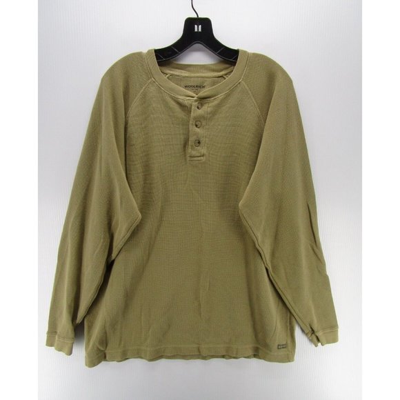 Woolrich Shirt Large Pullover Henley Thermal Waffle Logo Outdoor Loose - Picture 1 of 10